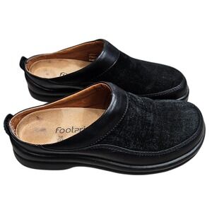 Footprints Clogs Black Suede Leather Slip On Mule Shoes Women Size 38 Size 7